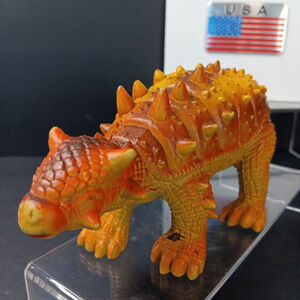 Vintage 1990s 9'' Dinosaur Ankylosaurus Figure Yellow Orange CN